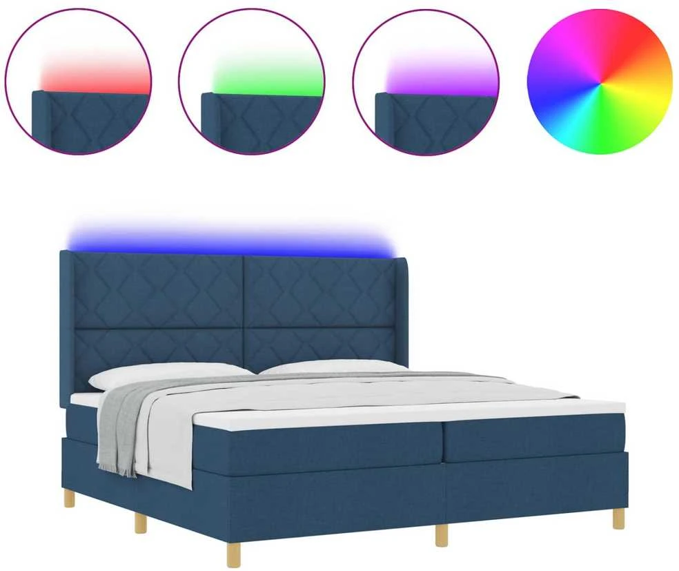 Kiemas lova su LED juostelėmis Mėlyna 200 x 200 cm audinys