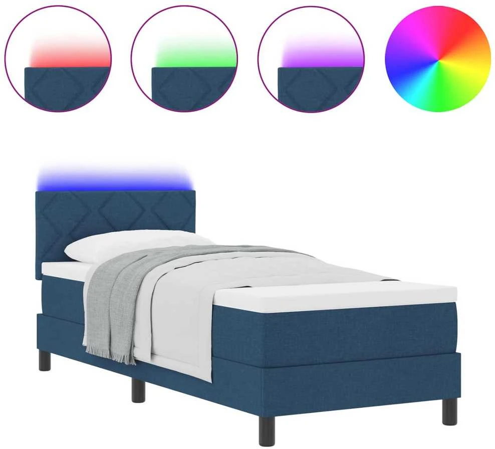 Kiemas lova su LED juostelėmis Mėlyna 80 x 200 cm audinys