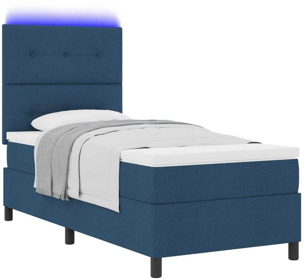 Kiemas lova su LED juostelėmis Mėlyna 80 x 200 cm audinys