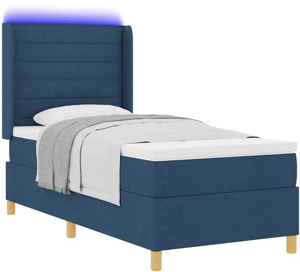 Kiemas lova su LED juostelėmis Mėlyna 80 x 200 cm audinys