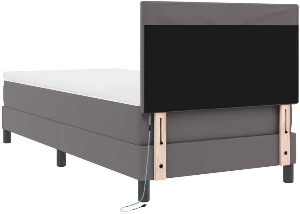 Kiemas lova su čiužiniu Pilka 100 x 200 cm Dirbtinė oda