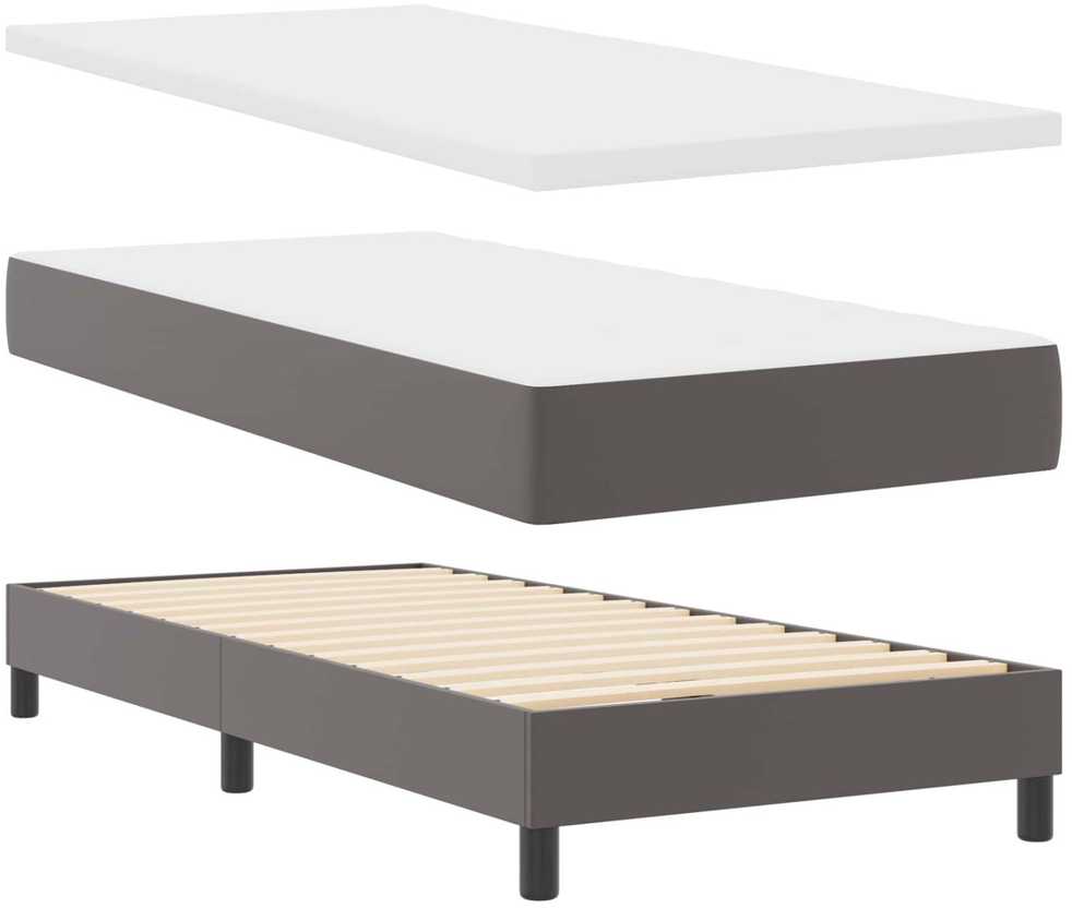 Kiemas lova su čiužiniu Pilka 100 x 200 cm Dirbtinė oda