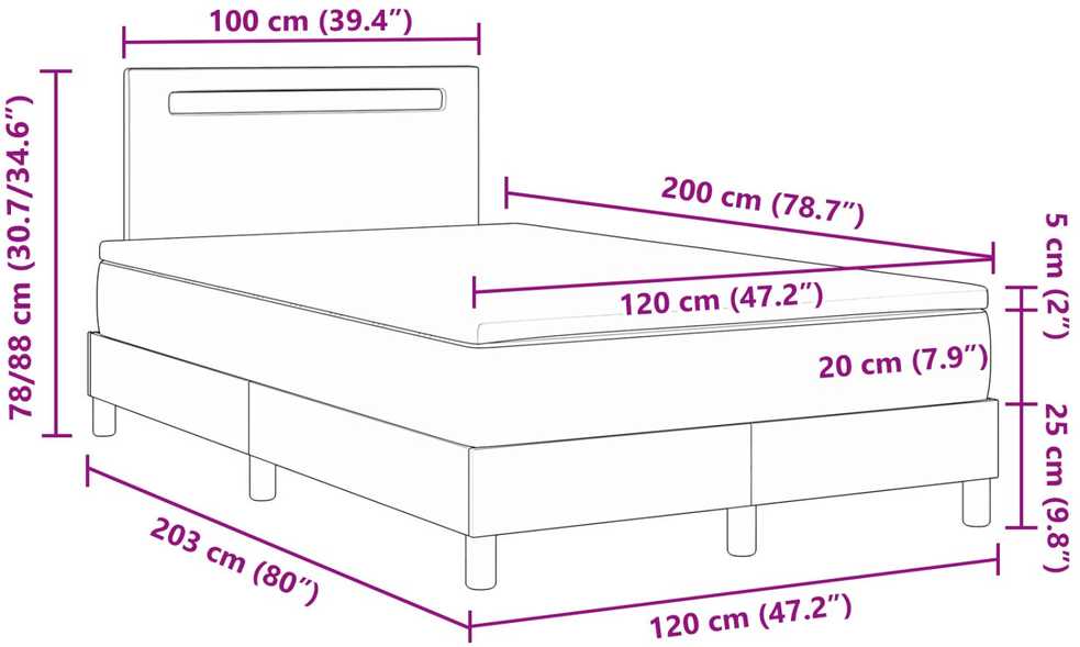 Kiemas lova su čiužiniu Pilka 120 x 200 cm Dirbtinė oda
