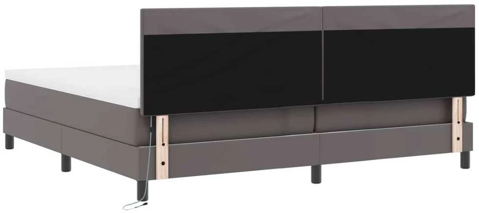 Kiemas lova su LED juostelėmis Pilka 200 x 200 cm Dirbtinė oda