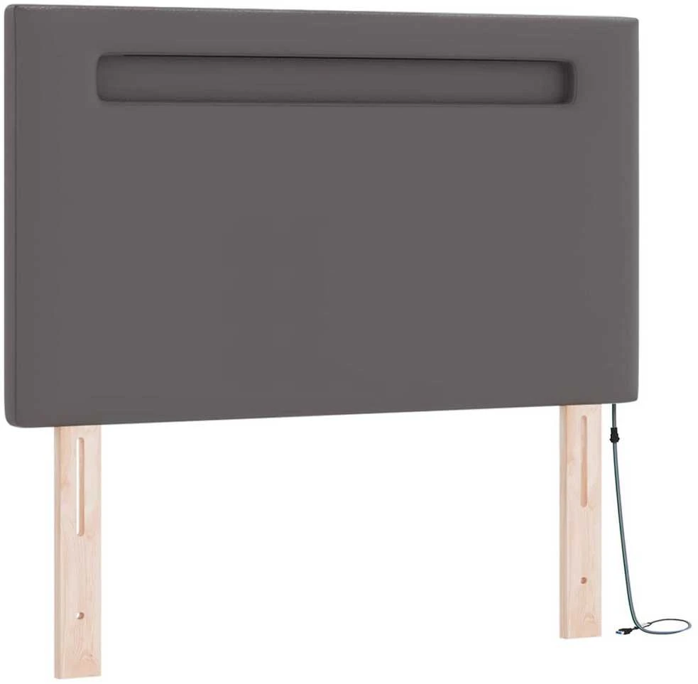 Kiemas lova su LED juostelėmis Pilka 90 x 190 cm Dirbtinė oda