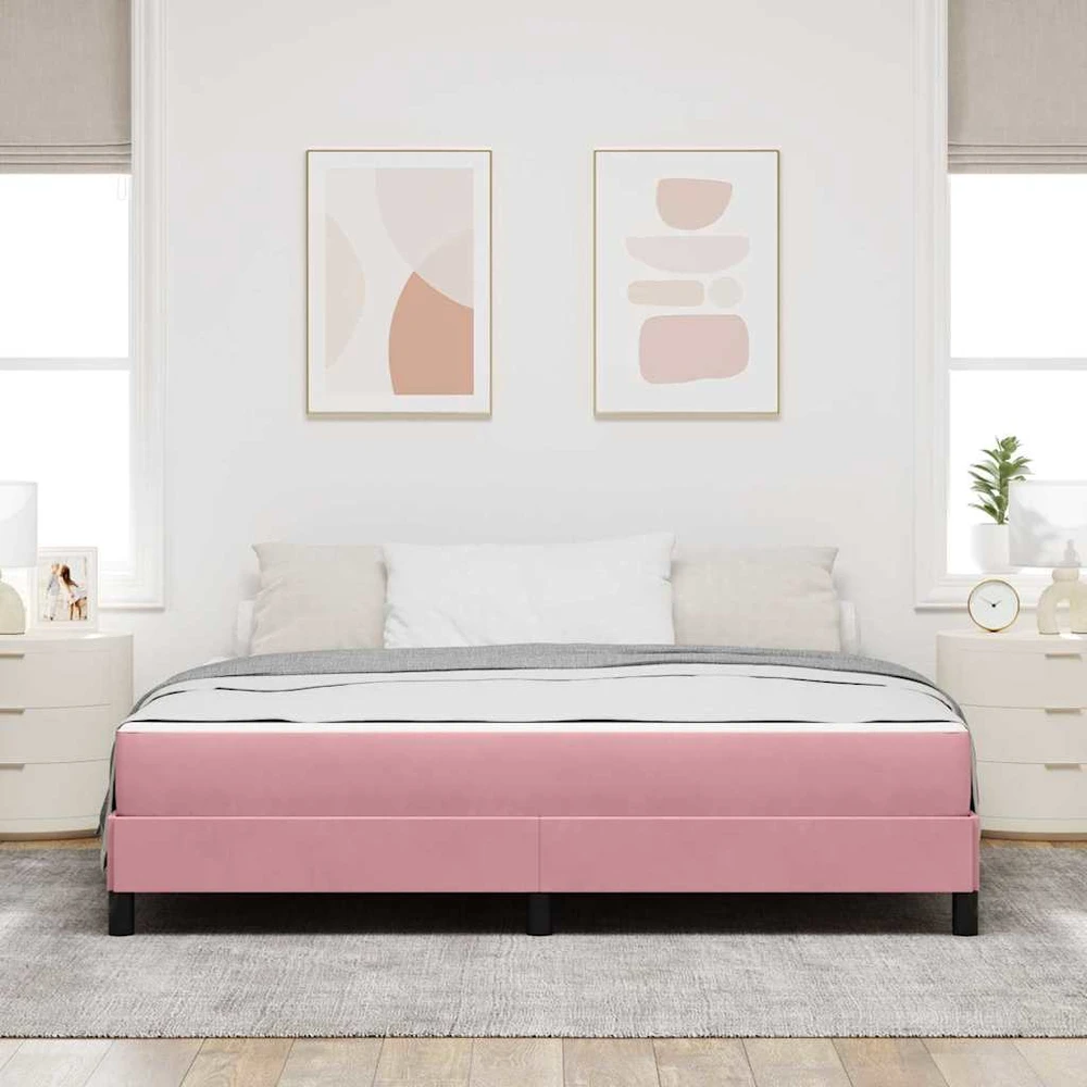 Kiemas lova su čiužiniu Rožinė 180 x 210 cm audinys