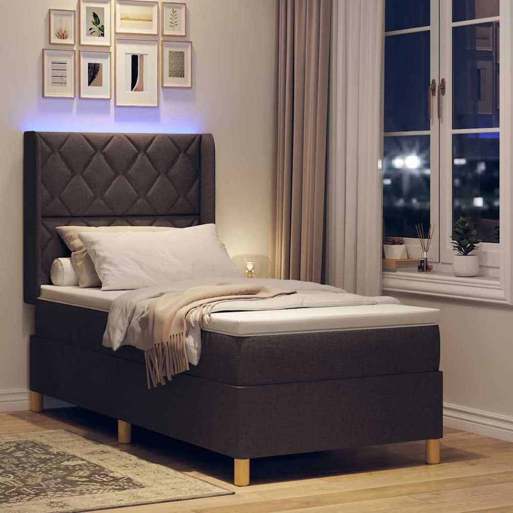 Kiemas lova su LED juostelėmis Ruda 90 x 190 cm audinys