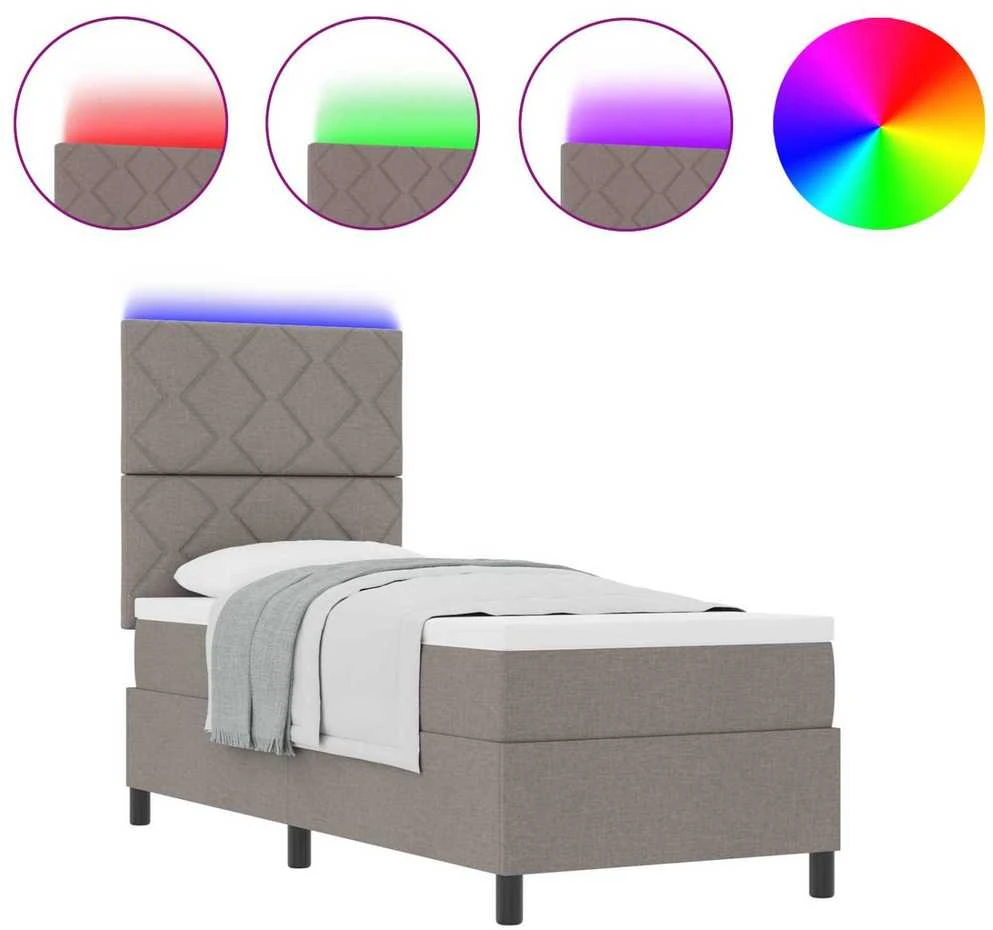 Kiemas lova su LED juostelėmis Tortora 80 x 200 cm audinys