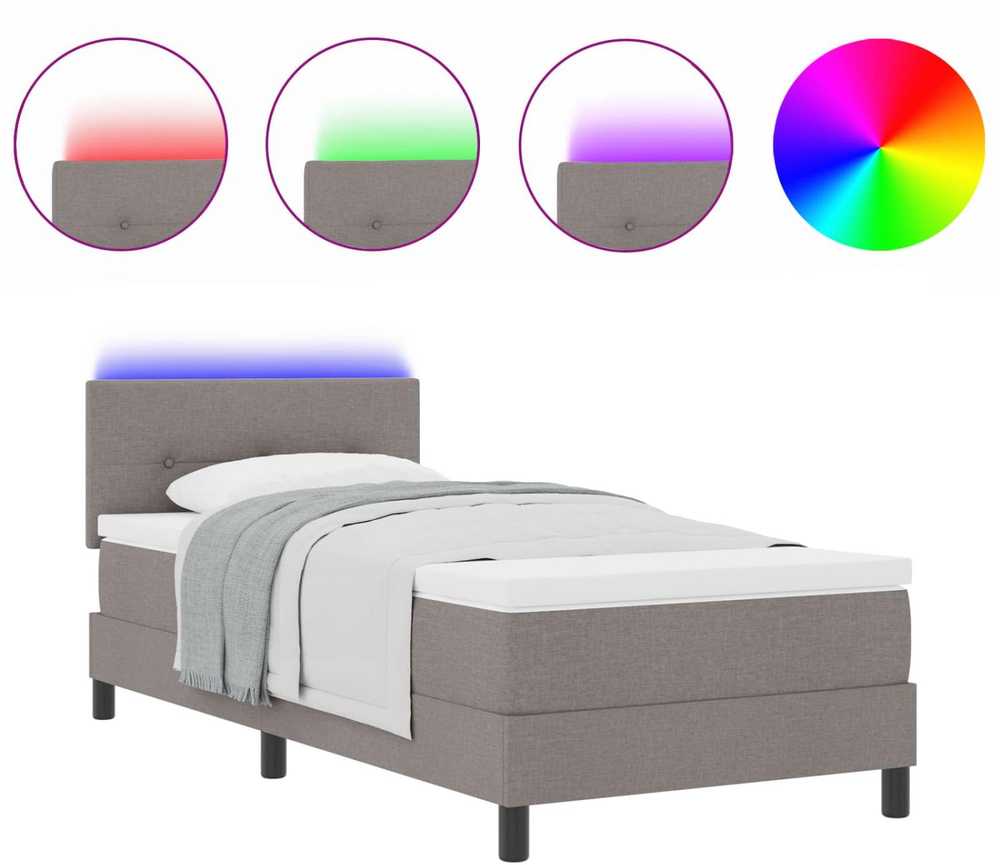 Kiemas lova su LED juostelėmis Tortora 90 x 200 cm audinys