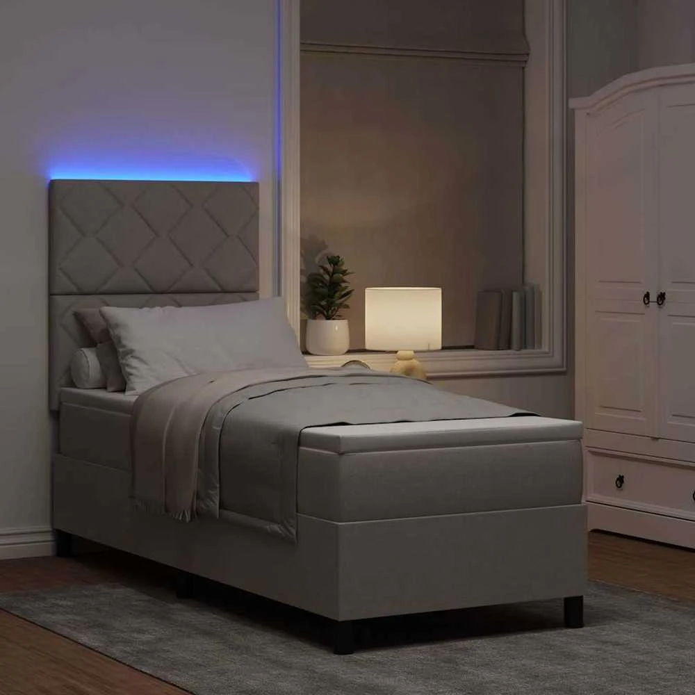 Kiemas lova su LED juostelėmis Tortora 80 x 200 cm audinys
