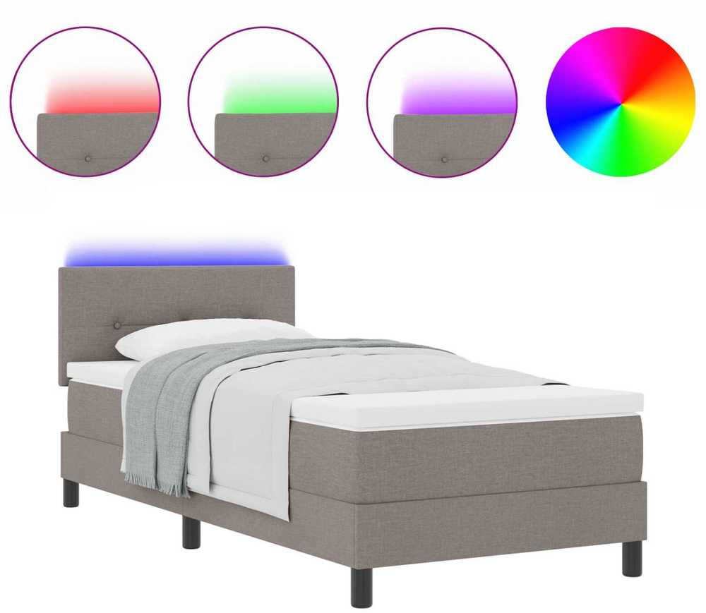 Kiemas lova su LED juostelėmis Tortora 90 x 190 cm audinys