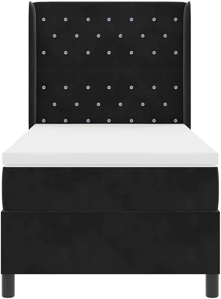 Kiemas lova su čiužiniu su LED Juoda 100 x 200 cm Aksomas