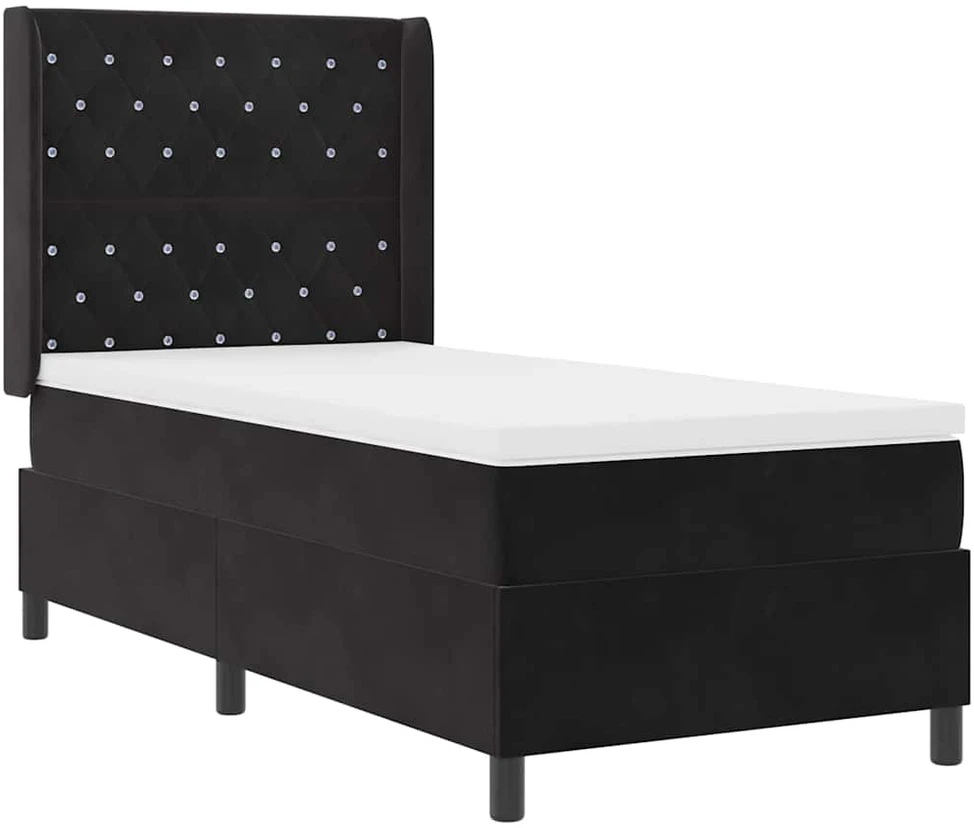 Kiemas lova su čiužiniu su LED Juoda 100 x 200 cm Aksomas