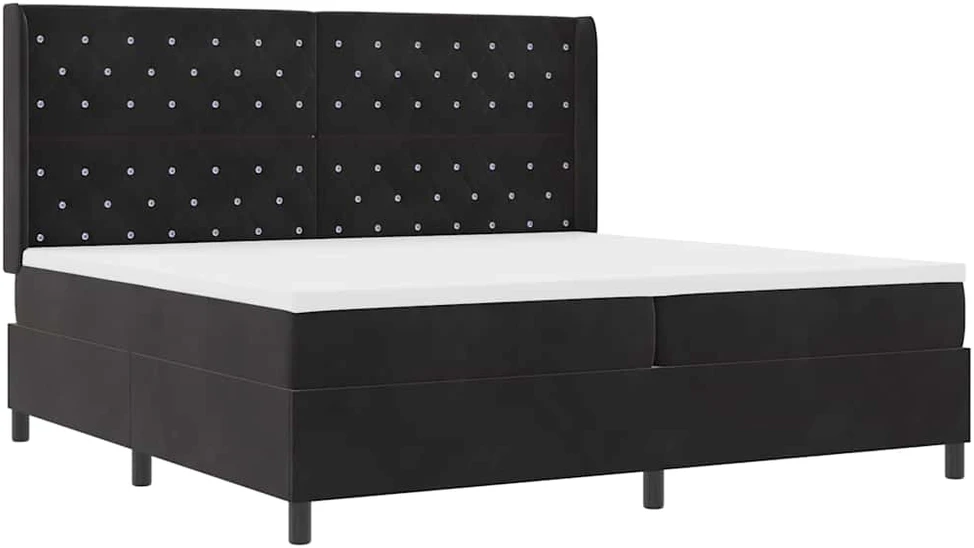 Kiemas lova su čiužiniu su LED Juoda 200 x 200 cm Aksomas