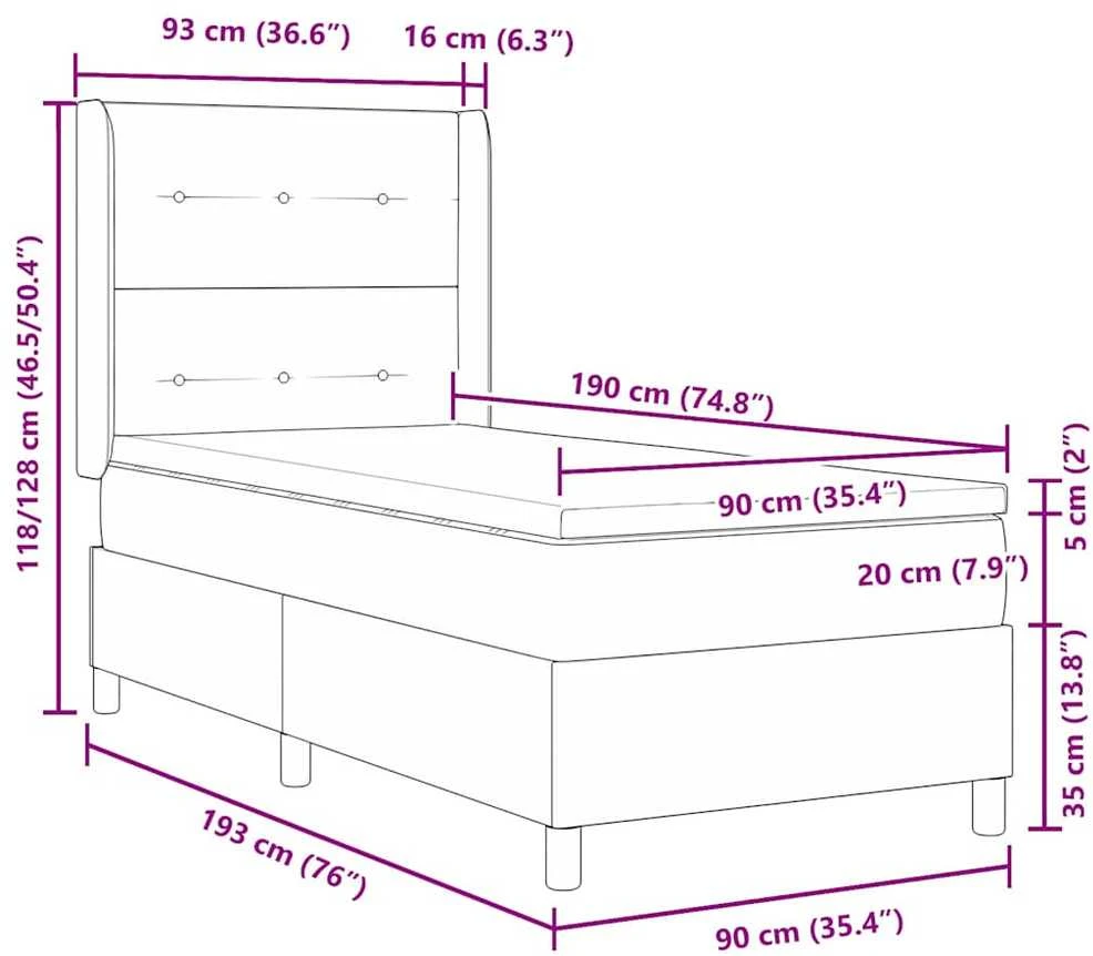 Kiemas lova su LED juostelėmis Juoda 90 x 190 cm Aksomas