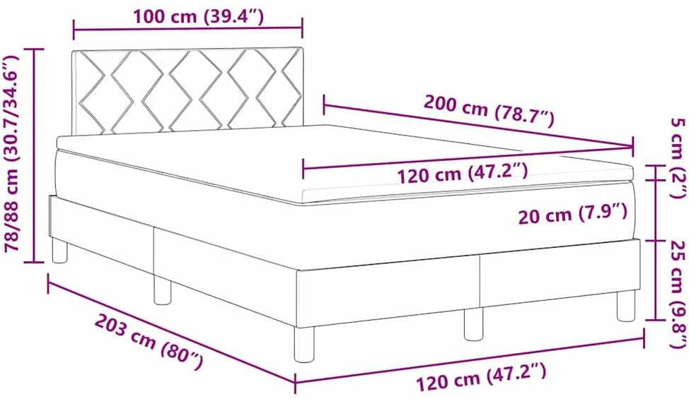 Kiemas lova su LED juostelėmis Kreminė 120 x 200 cm audinys