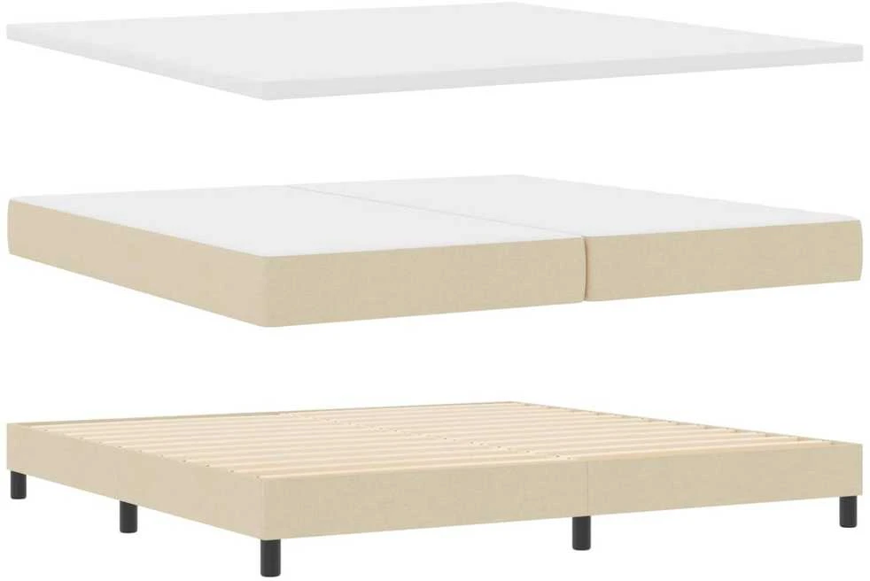 Kiemas lova su LED juostelėmis Kreminė 200 x 200 cm audinys