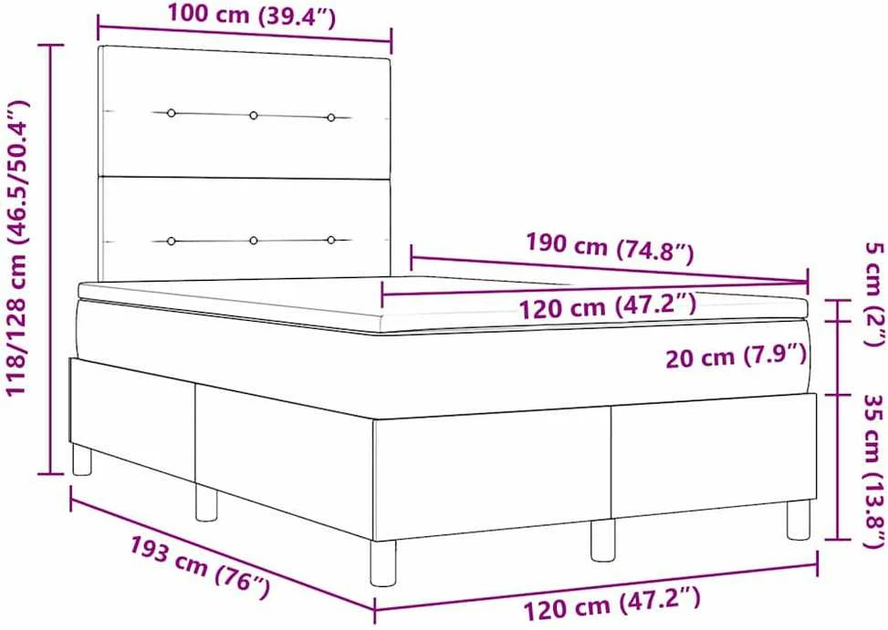 Kiemas lova su LED juostelėmis Mėlyna 120 x 190 cm audinys