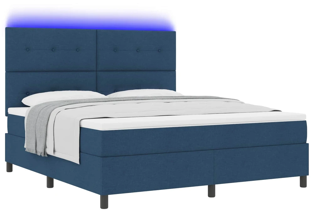 Kiemas lova su LED juostelėmis Mėlyna 180 x 200 cm audinys