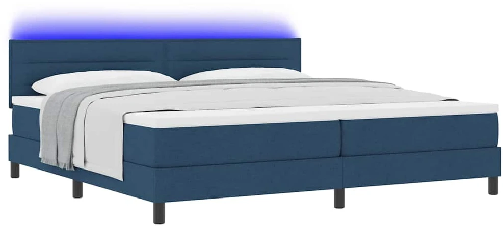 Kiemas lova su čiužiniu su LED Mėlyna 200 x 200 cm audinys