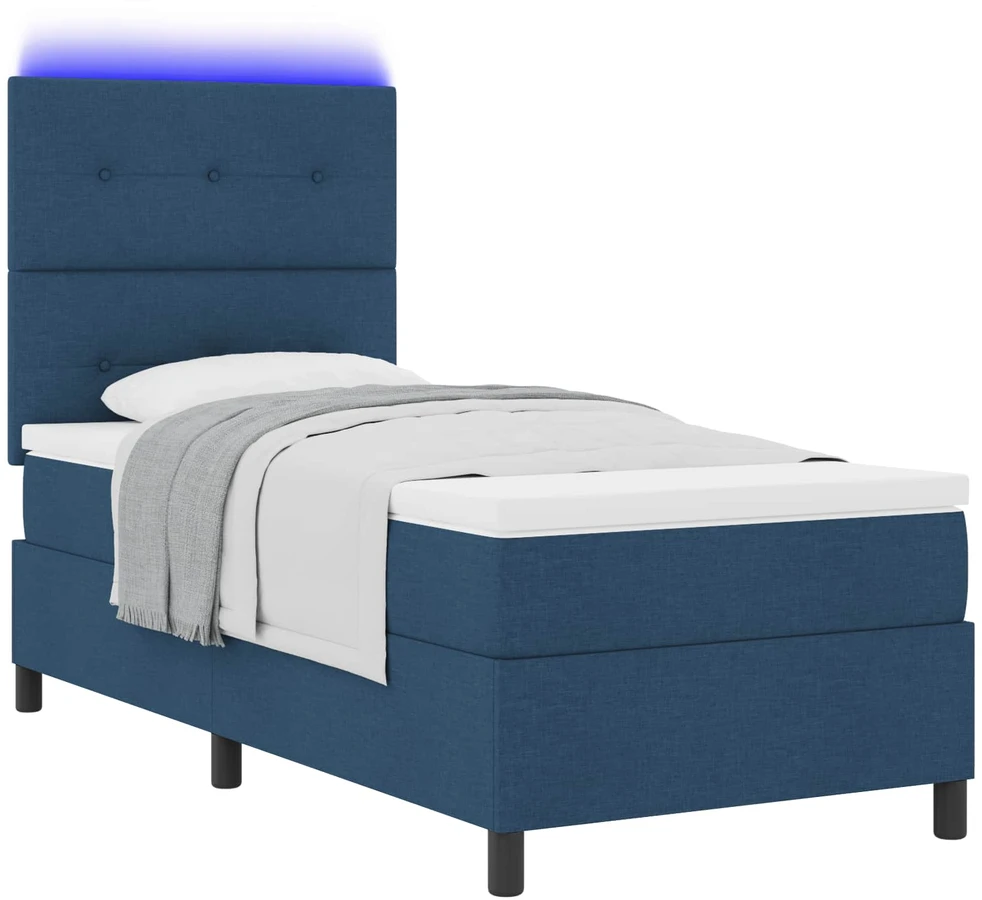 Kiemas lova su LED juostelėmis Mėlyna 90 x 190 cm audinys