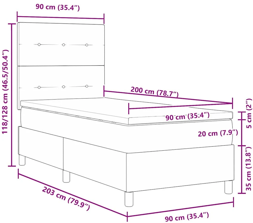 Kiemas lova su LED juostelėmis Mėlyna 90 x 200 cm audinys