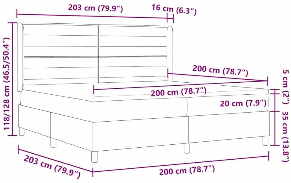 Kiemas lova su čiužiniu su LED Pilka 200 x 200 cm audinys