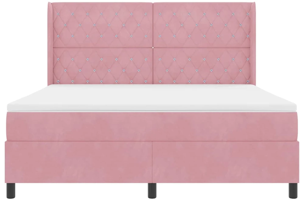 Kiemas lova su čiužiniu su LED Rožinė 180 x 200 cm Aksomas