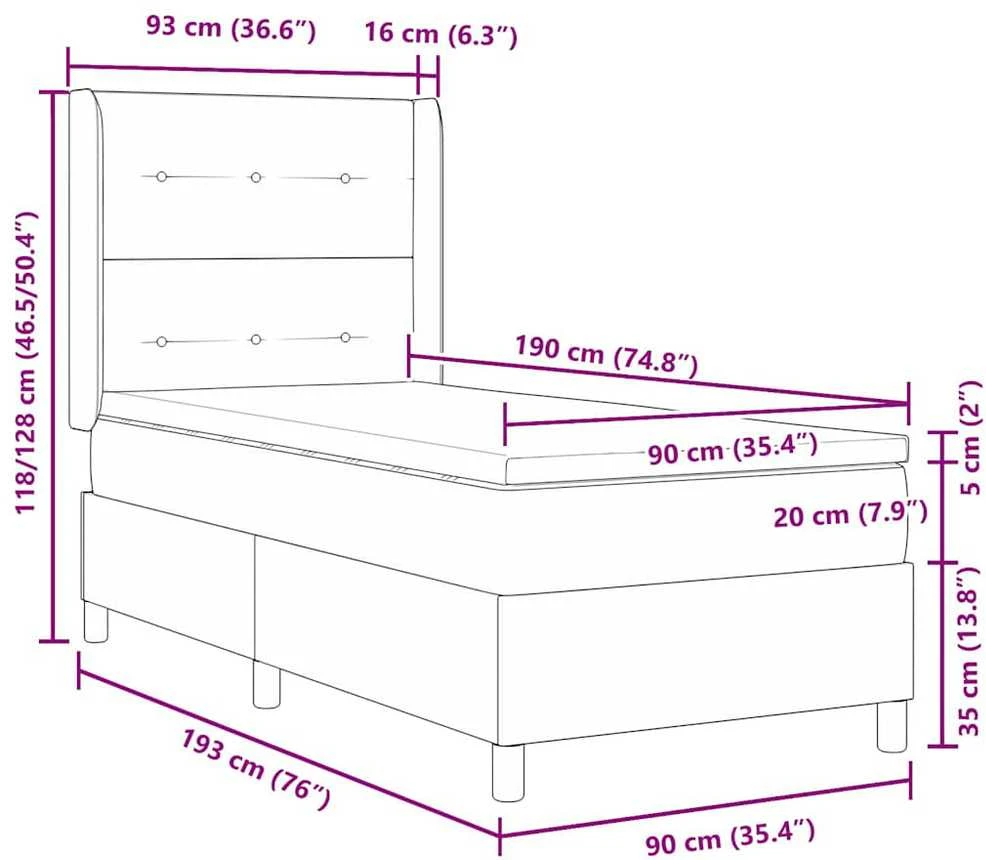 Kiemas lova su LED juostelėmis Rožinė 90 x 190 cm Aksomas