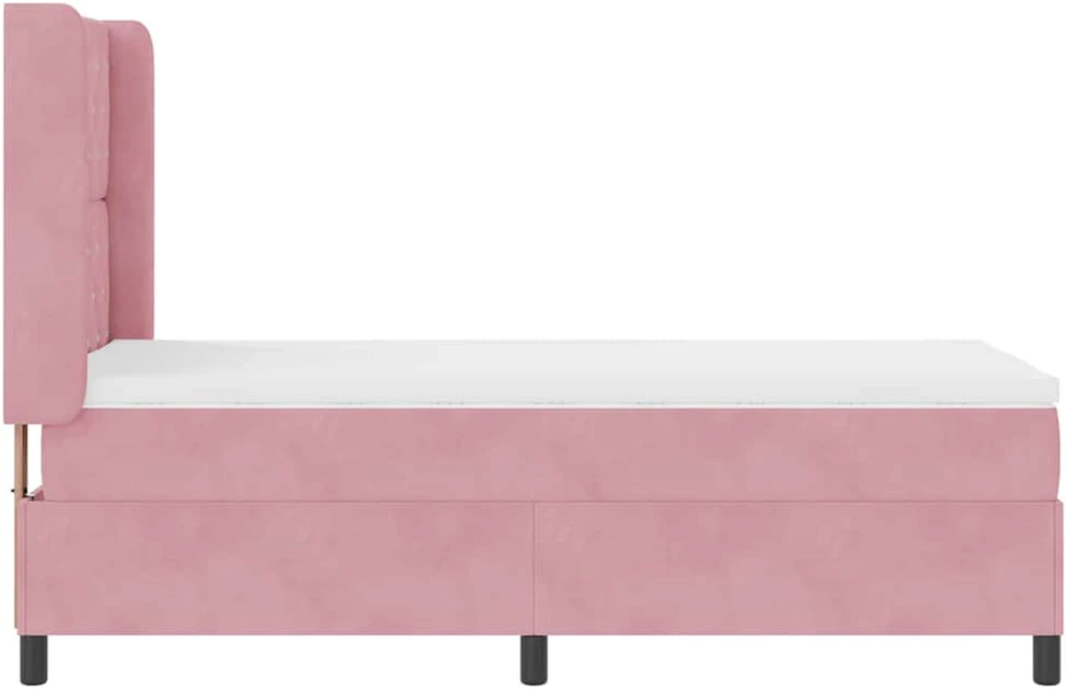 Kiemas lova su čiužiniu su LED Rožinė 90 x 190 cm Aksomas