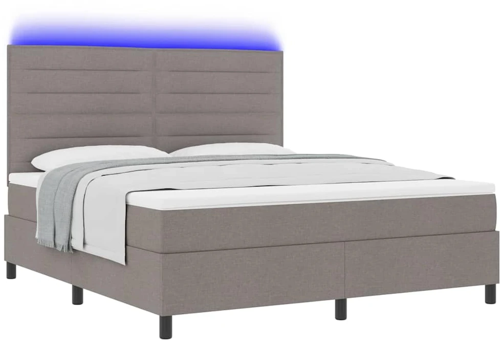 Kiemas lova su LED juostelėmis Tortora 180 x 200 cm audinys