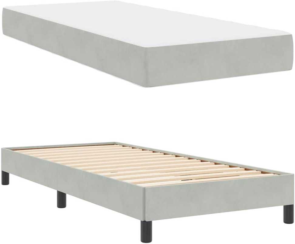 Kiemas lova su čiužiniu Šviesiai pilka 100 x 210 cm audinys
