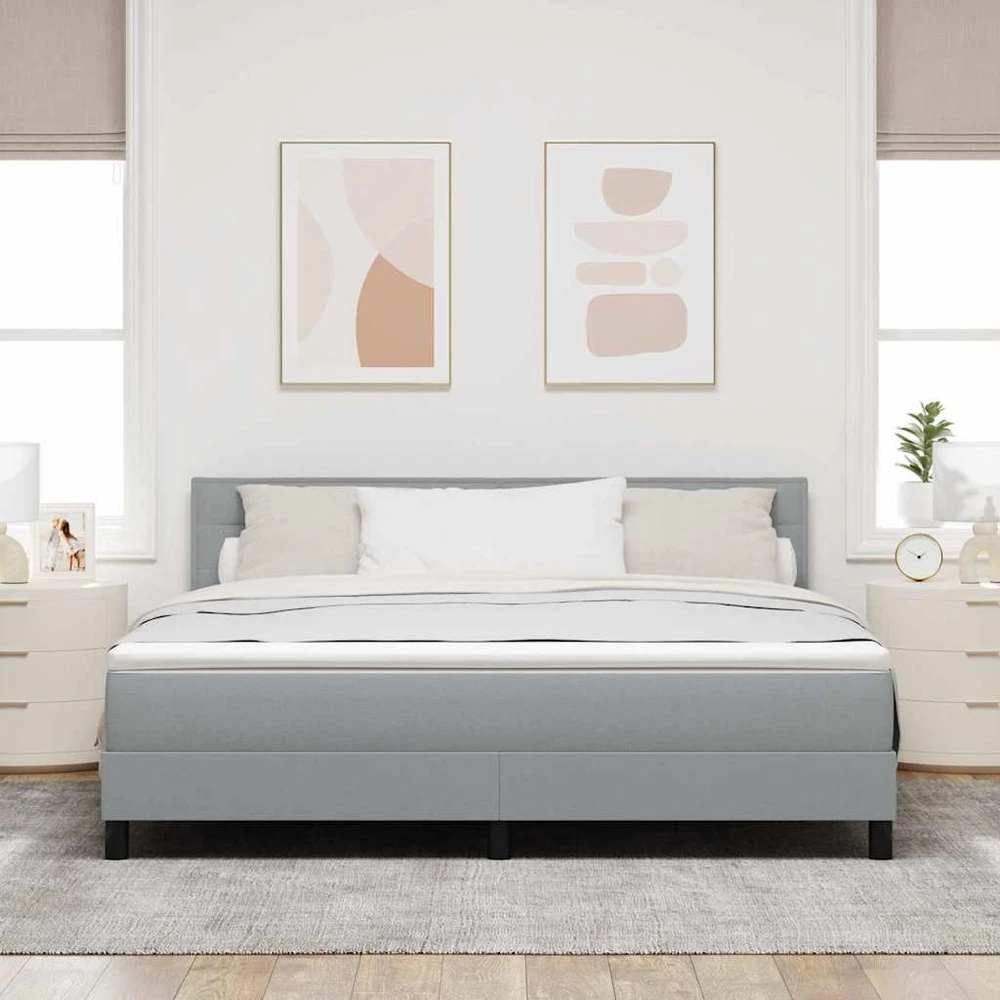 Kiemas lova su galvūgalio Šviesiai pilka 180 x 200 cm audinys