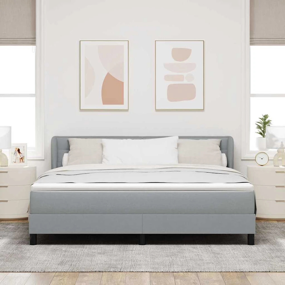 Kiemas lova su galvūgalio Šviesiai pilka 180 x 200 cm audinys