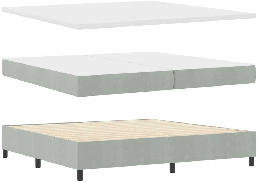 Kiemas lova su galvūgalio Šviesiai pilka 200 x 200 cm Aksomas
