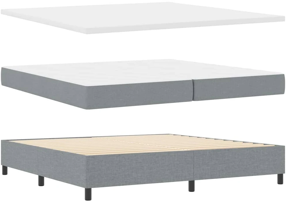 Kiemas lova su čiužiniu Šviesiai pilka 200 x 200 cm audinys
