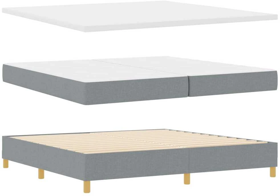 Kiemas lova su pagalve Šviesiai pilka 200 x 200 cm audinys