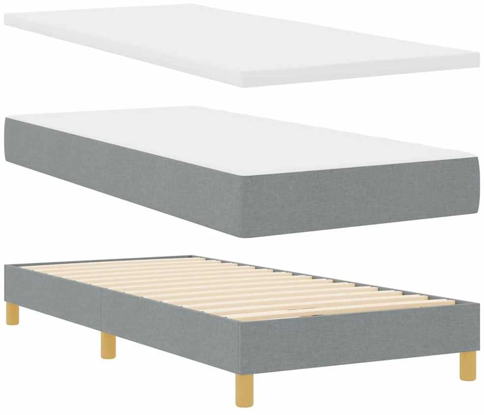 LED Čiužinio Lova Šviesiai pilka 90 x 190 cm audinys