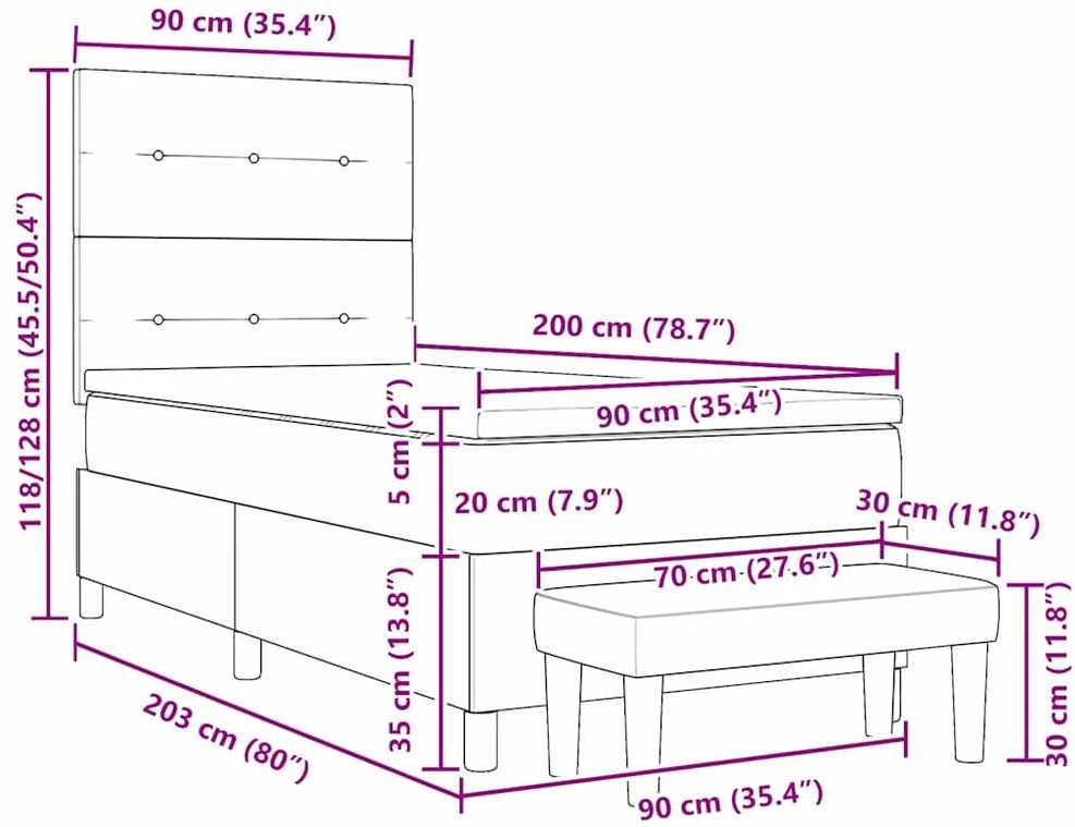 Kiemas lova su galvūgalio Šviesiai pilka 200 x 90 cm audinys