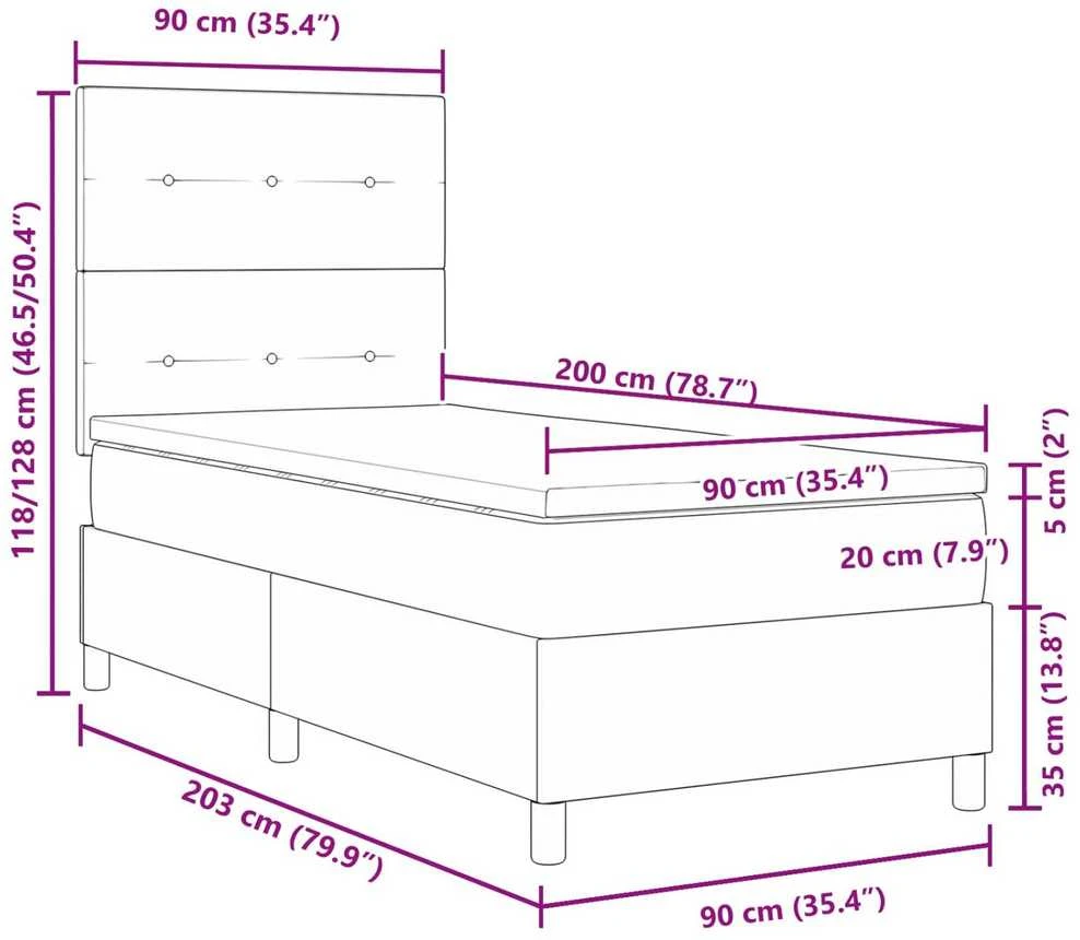 Kiemas lova su galvūgalio Šviesiai pilka 90 x 200 cm audinys