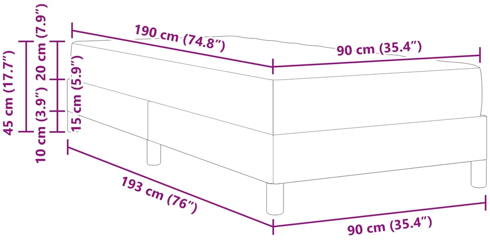 Kiemas lova su čiužiniu Šviesiai pilka 90 x 190 cm audinys