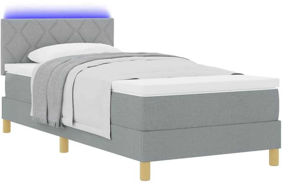 LED Čiužinio Lova Šviesiai pilka 90 x 190 cm audinys