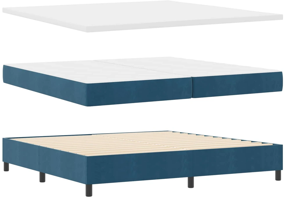 Kiemas lova su čiužiniu Tamsi mėlyna 200 x 200 cm Aksomas