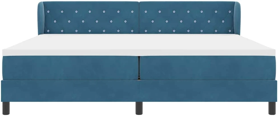 Kiemas lova su čiužiniu Tamsi mėlyna 200 x 200 cm Aksomas