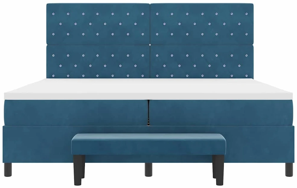 Kiemas lova su čiužiniu Tamsi mėlyna 200 x 200 cm Aksomas