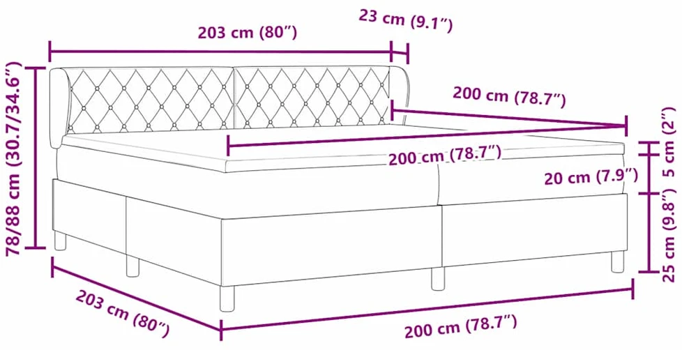 Kiemas lova su čiužiniu Tamsi mėlyna 200 x 200 cm Aksomas