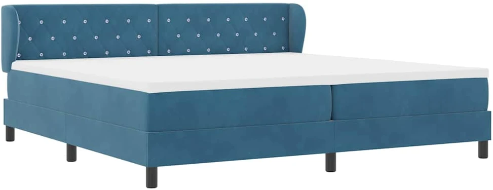 Kiemas lova su čiužiniu Tamsi mėlyna 200 x 200 cm Aksomas