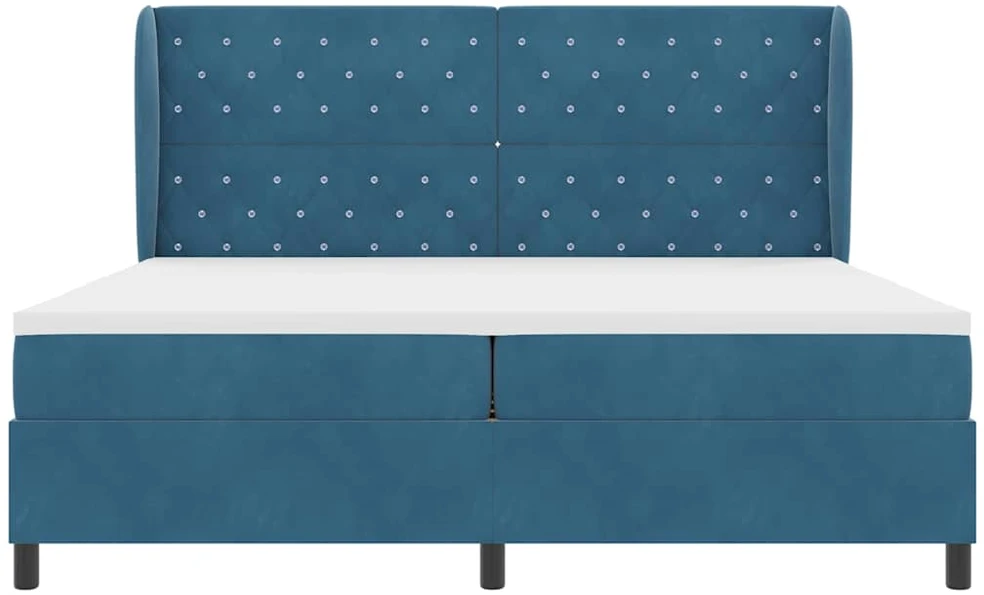 Kiemas lova su čiužiniu Tamsiai mėlyna 200 x 200 cm Aksomas