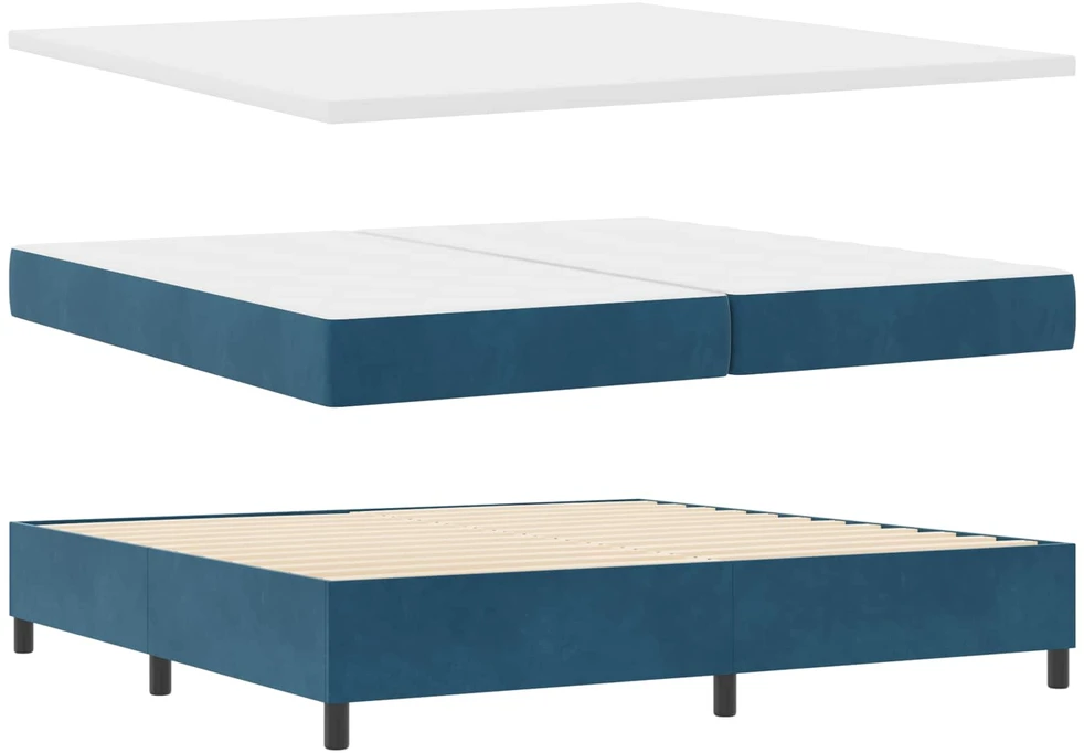 Kiemas lova su čiužiniu Tamsiai mėlyna 200 x 200 cm Aksomas