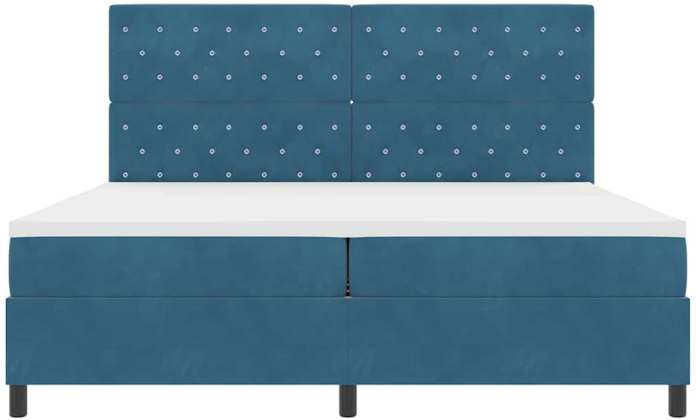 Kiemas lova su čiužiniu Tamsiai mėlyna 200 x 200 cm Aksomas